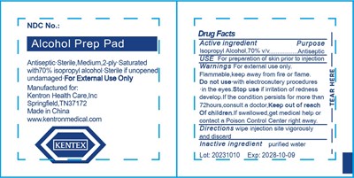 Alcohol Prep Pad Label (Kentex Alcohol Pad)
